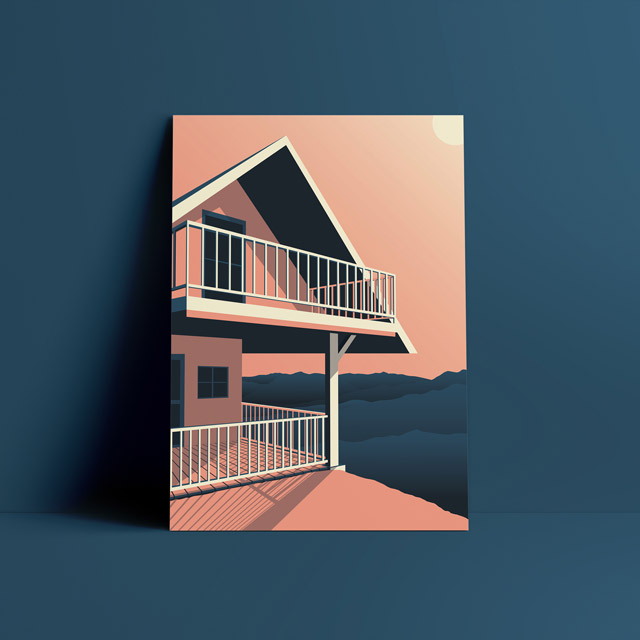 Poster Illustration Berghütte