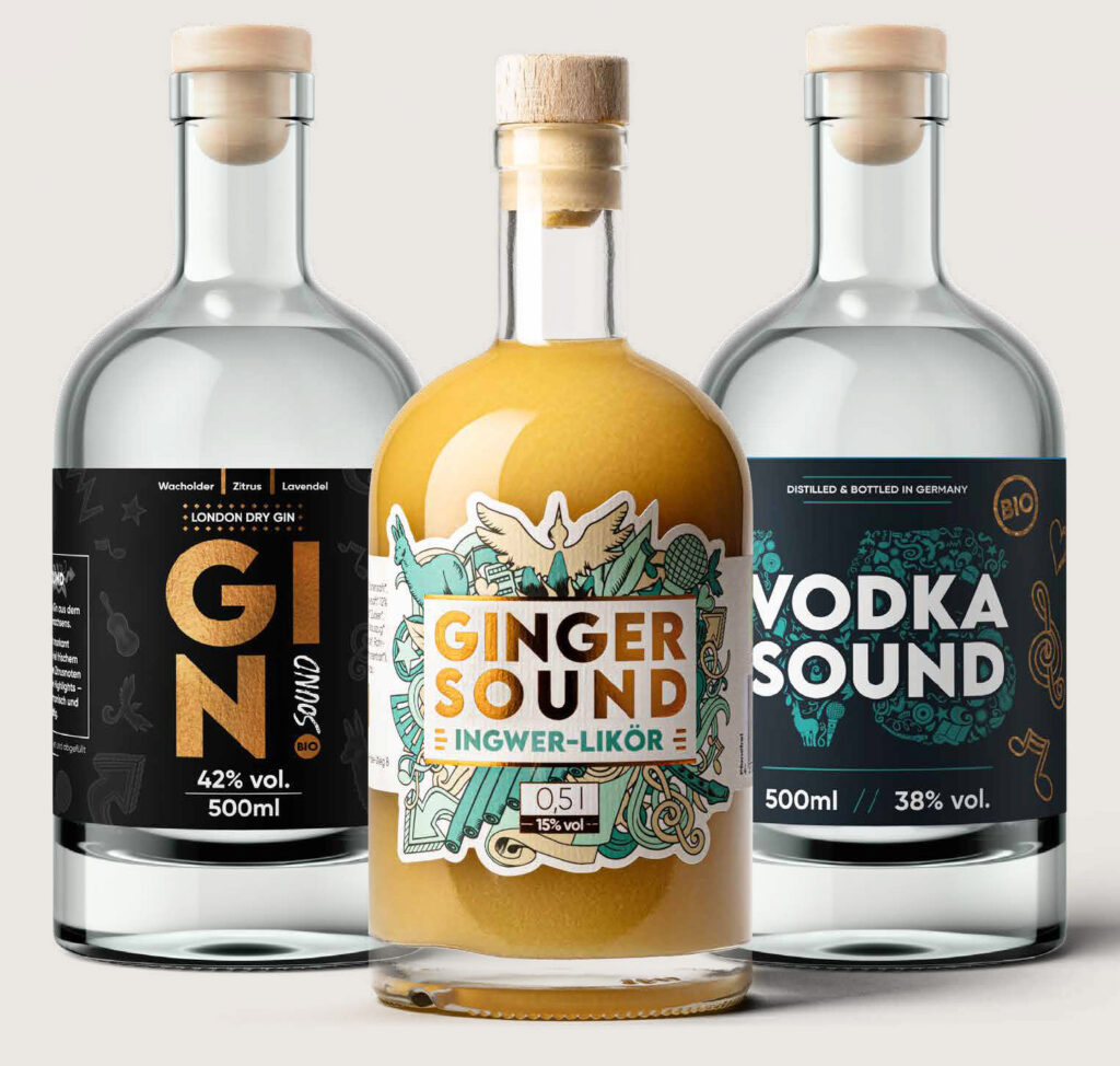 Ginger Sound, Gin Sound, Vodka Sound Produktdesign