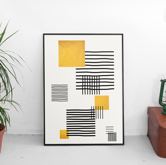Poster Illustration Gold + Linien