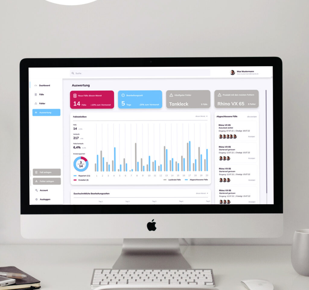 Interface Unternehmenssoftware Berichte