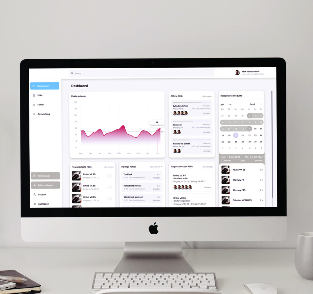 Interface Unternehmenssoftware Dashboard